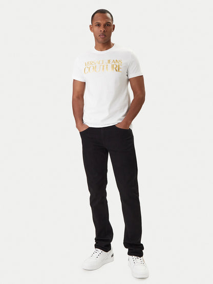 T-shirt Branca Logo Dourado Versace Jeans Couture