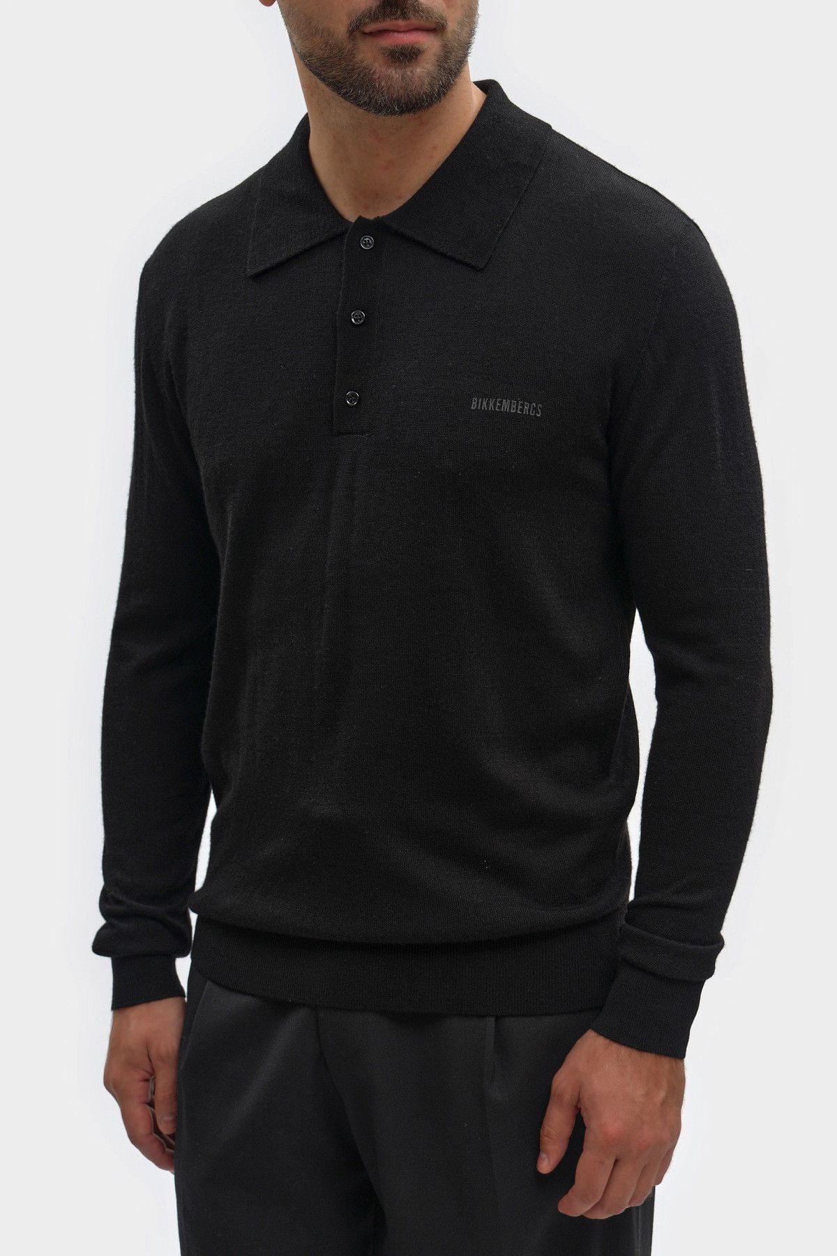 Polo de Malha Bikkembergs de Lã Preto Bikkembergs