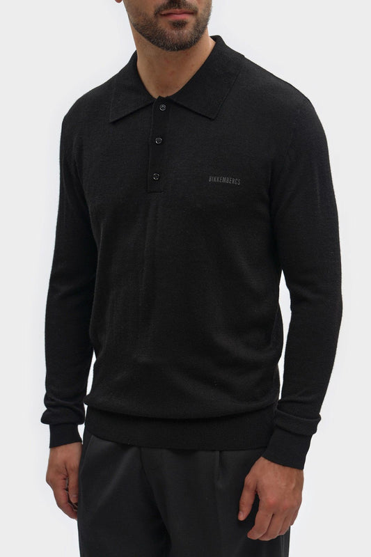 Polo de Malha Bikkembergs de Lã Preto Bikkembergs