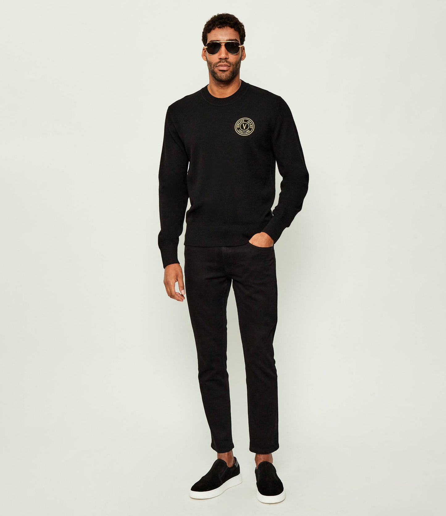 Camisola de Malha Preta Versace Jeans Couture FW25