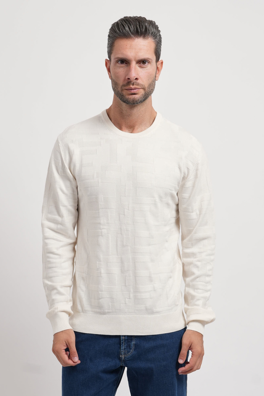 Camisola de Malha Texturada Yes Zee Creme Yes Zee