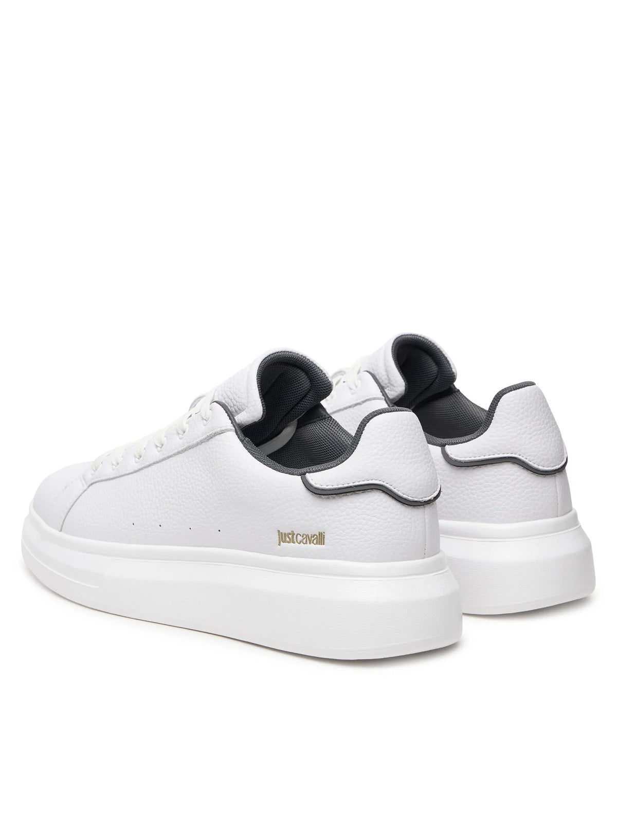 Sapatilhas Just Cavalli de Couro com Logo Brancas Just Cavalli