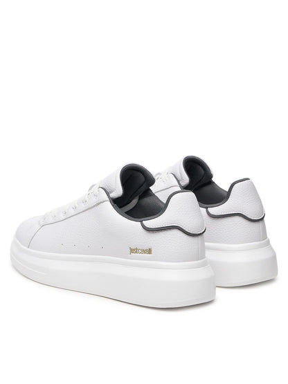 Sapatilhas Just Cavalli de Couro com Logo Brancas Just Cavalli