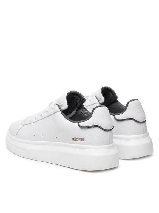 Sapatilhas Just Cavalli de Couro com Logo Brancas Just Cavalli