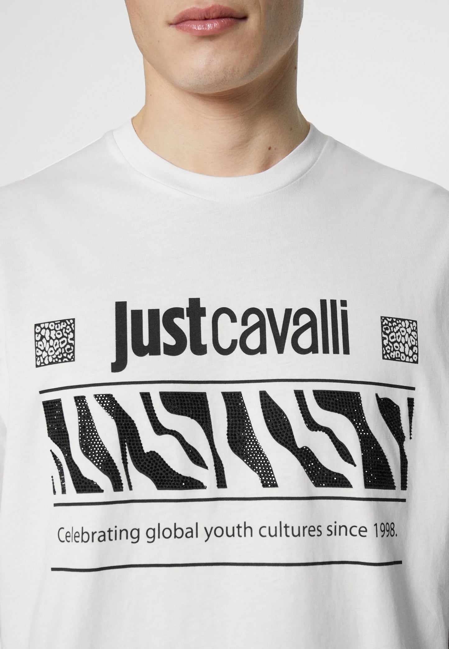 T-shirt Just Cavalli T Label Crytal Big - 74OBHE05