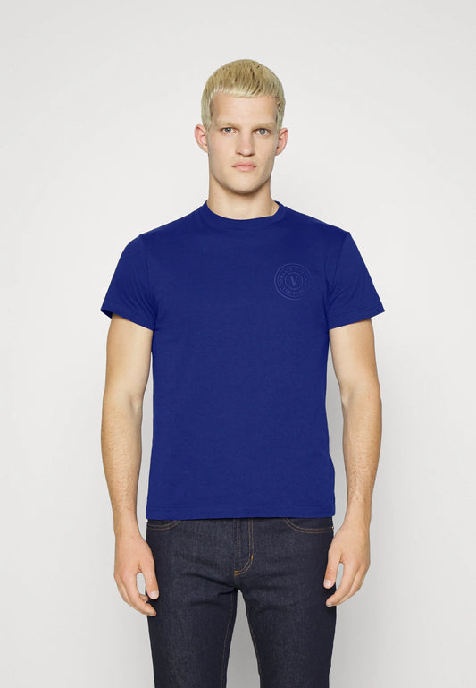 VEMBLEM - Camiseta básica AZUL Versace Jeans Couture 73GAHT06 