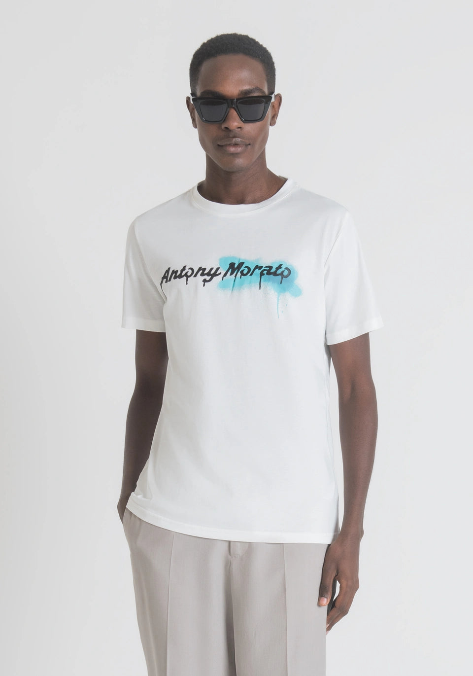 Antony Morato Regular-Fit T-shirt In Soft Cotton With Spray-Effect "Morato" Print