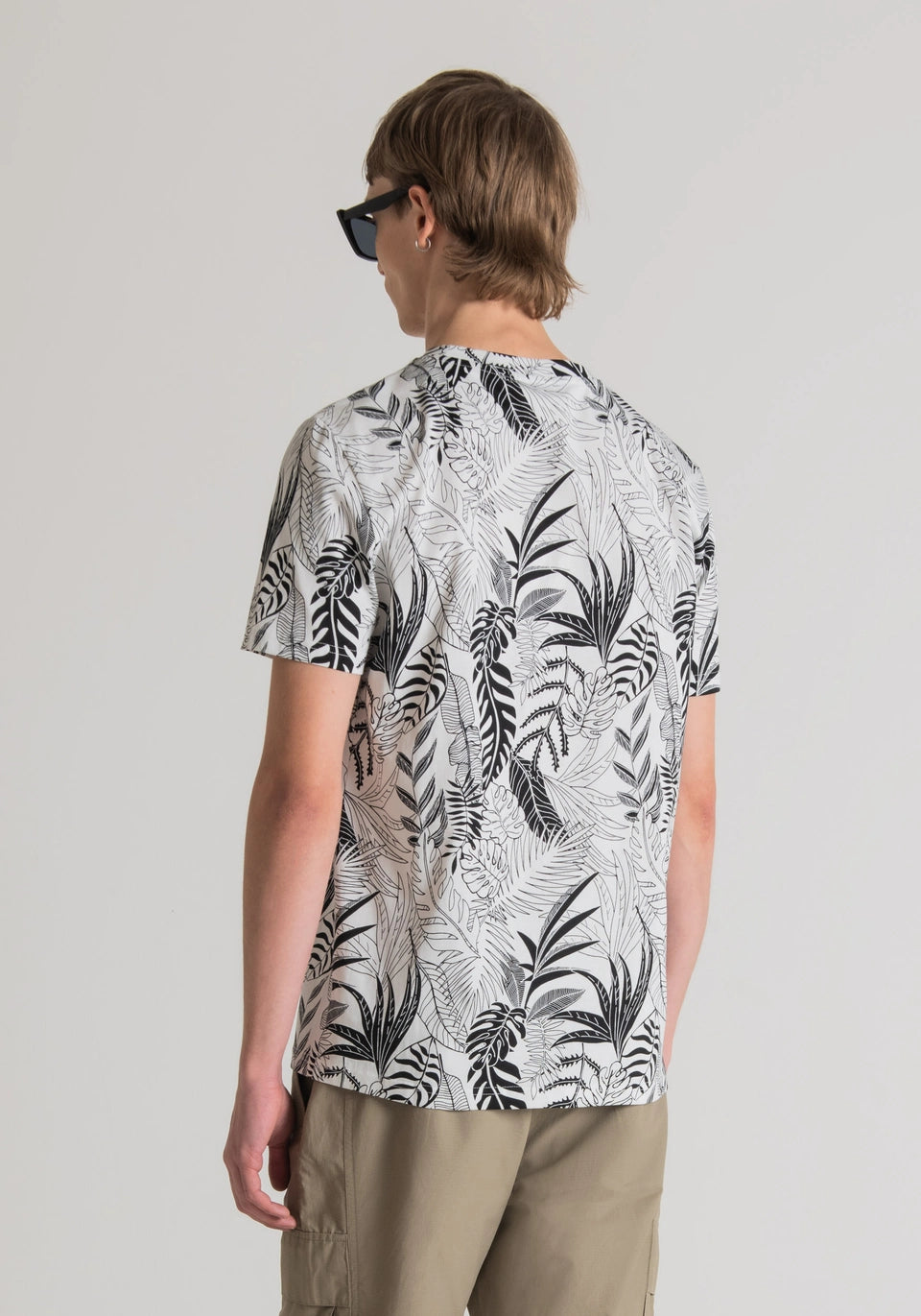 Antony Morato Regular-Fit T-shirt In Pure Cotton With Logo And All-Over Jungle Print